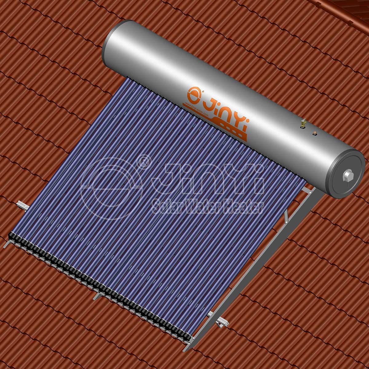 Heat Pipe Solar Water Heater Installation Display Sloped Roof